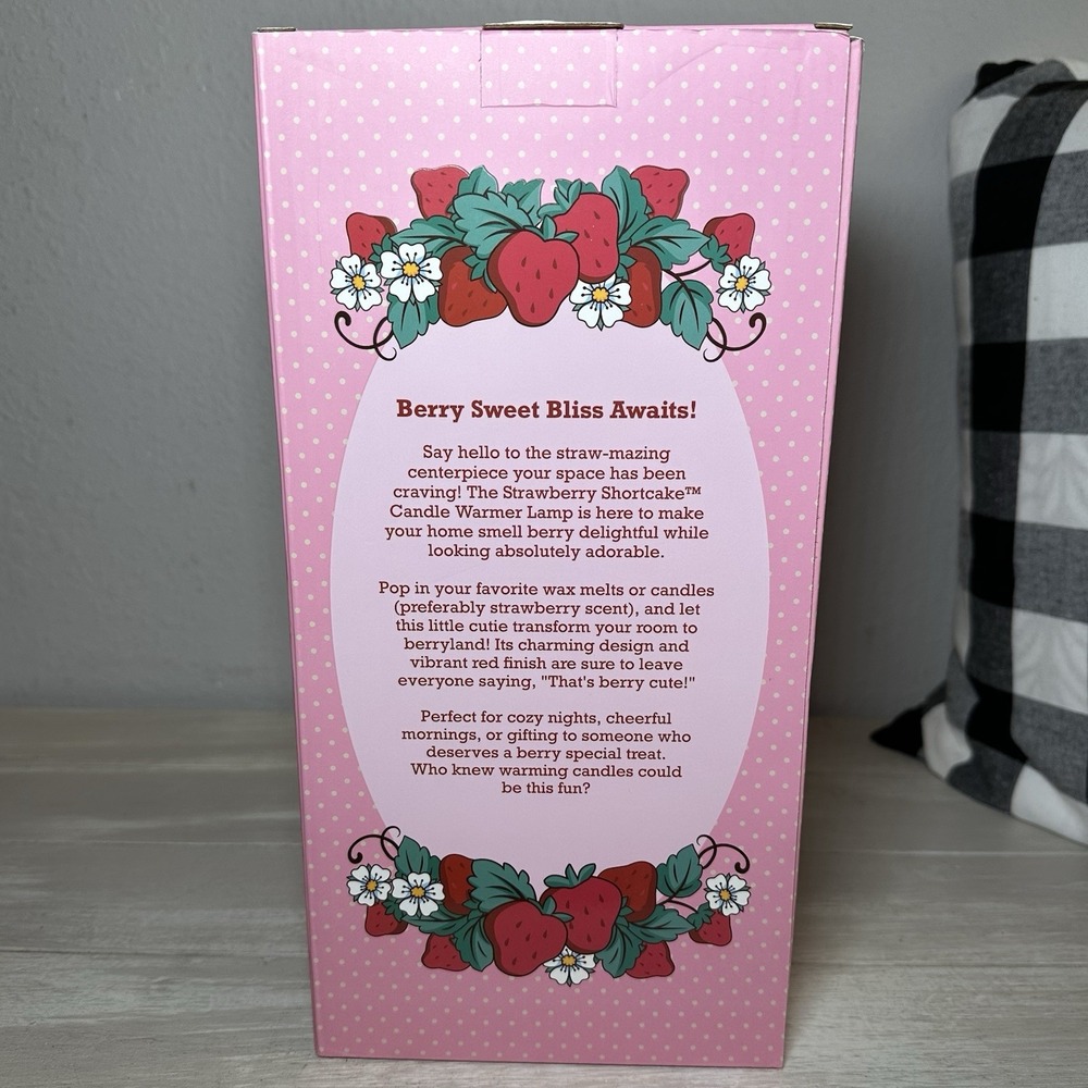 NIB Strawberry Shortcake Candle Warmer Strawberry Lamp Glass Wood Built-in Timer - Picture 3 of 5